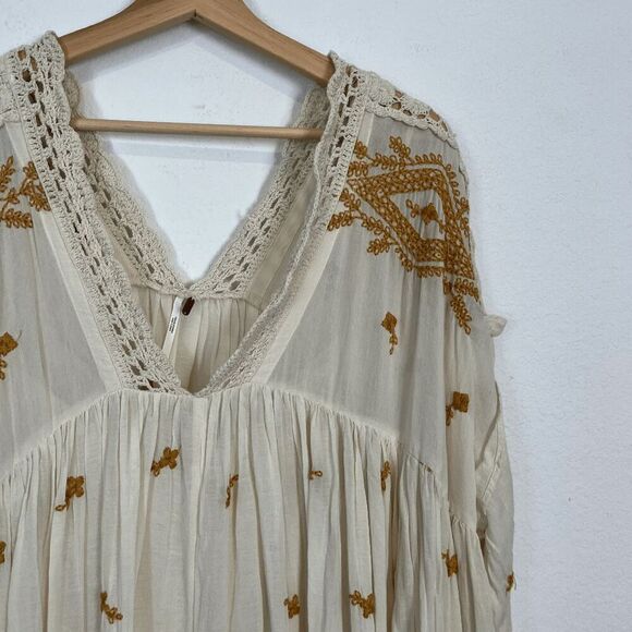 Free People Cream Lavender Fields Long Sleeve Trapeze Dress Women's Size Small - Picture 3 of 7